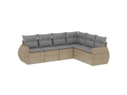 Conjunto de 6 sofás de jardim com almofadões Vime Pe Bege MAISON EXCLUSIVE (80x200 cm)