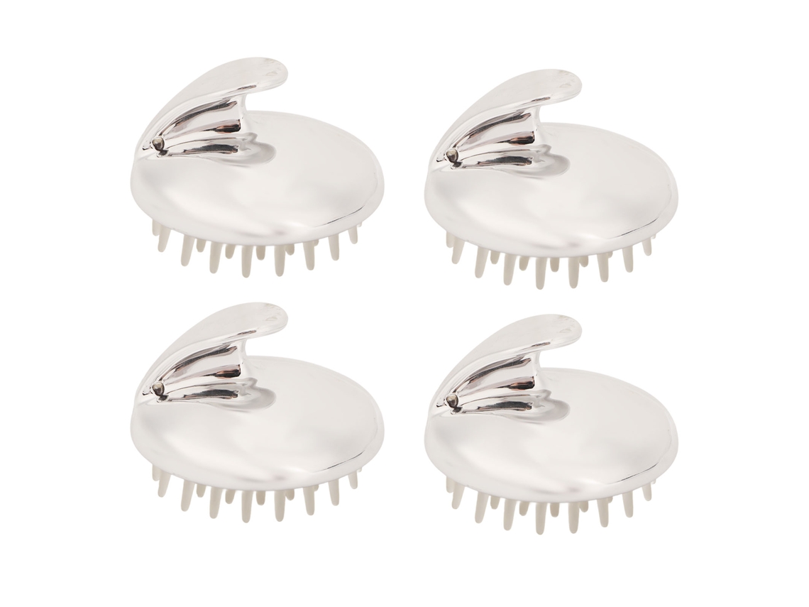 4pcs Escova De Shampoo Com Massagem Para Cabelo E Couro Cabeludo Silicone À Prova De Água Portátil Para Casa E Viagem