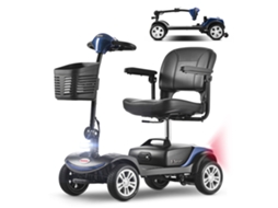 Scooter 4 Rodas Idosos 300w 6km Bateria Removível Azul VELTRIX
