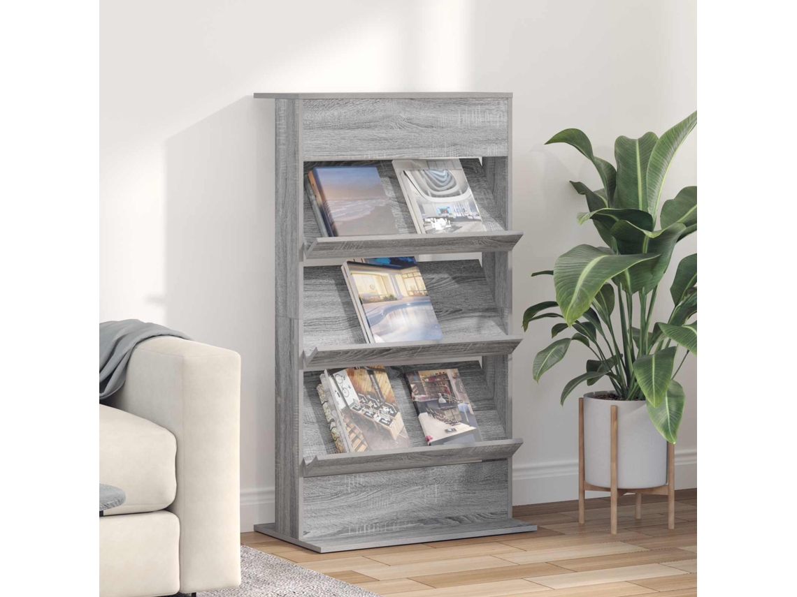 Vidaxl Estante De Revistas Cinza Sonoma 70 X 41 X 126 Cm