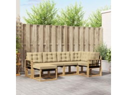 Vidaxl Conjunto De Sofás Para Exterior 6 Unid. Branco E Bege
