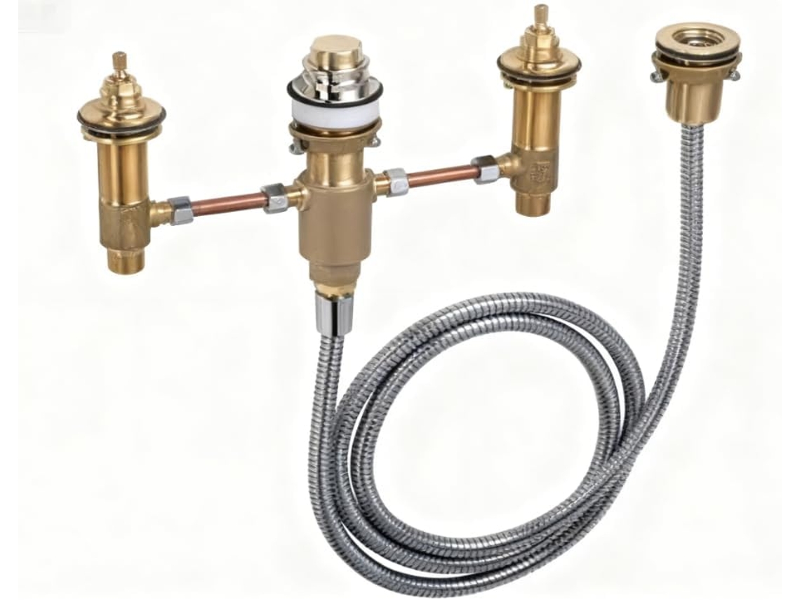 Conector De Base Para Torneira Banheira Três Ou Quatro Furos Com Porca Extrusão Tubo Cobre 88513000 Peça Reposição