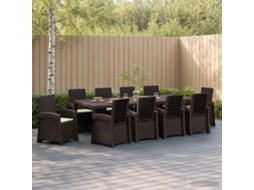 Vidaxl Conjunto De Jantar Para Jardim 11 Unid. Castanho E Creme Pp