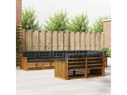 Vidaxl Conjunto De Sofás Para Exterior 8 Pcs Natural E Antracite
