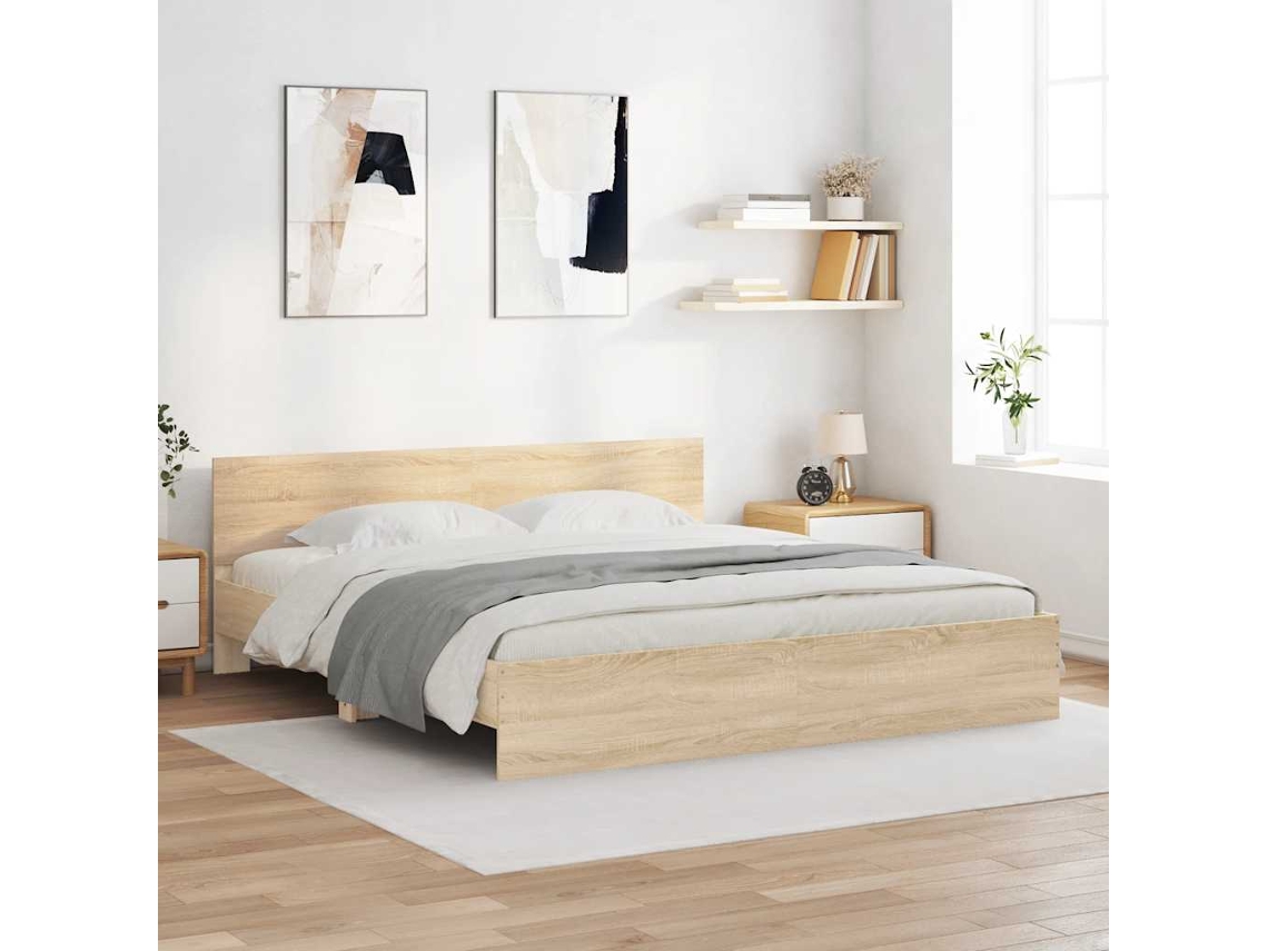 Vidaxl Estrutura De Cama Com Cabeceira 200x200 Cm Carvalho Sonoma