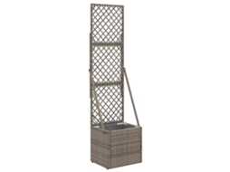 Vidaxl Jardineira Com Treliça Cinzento 35 X 30 X 135 Cm Vime Pe