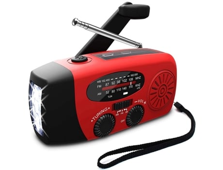 Rádio Manual Multifuncional com Manivela Solar Alimentado Por Dínamo Am/Fm/Noaa Rádio Meteorológico Use Lanterna Led de Emergência Banco de Energia