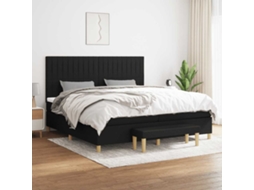 Vidaxl Cama Com Molas/colchão 200x200 Cm Tecido Preto