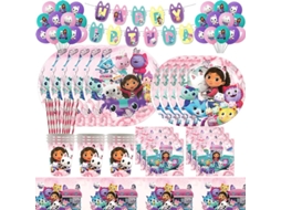 Nova Gabby Dollhouse Cats Decoração De Festa De Aniversário Balões Talheres Copos Prato Guardanapo Kit Decoração Meninas Lembrancinhas Suprimentos De