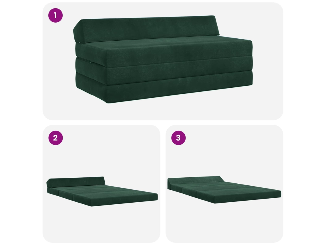 Sofá Cama Dobrável Verde escuro 120 X 60 X 49 Cm Tecido SYFAX