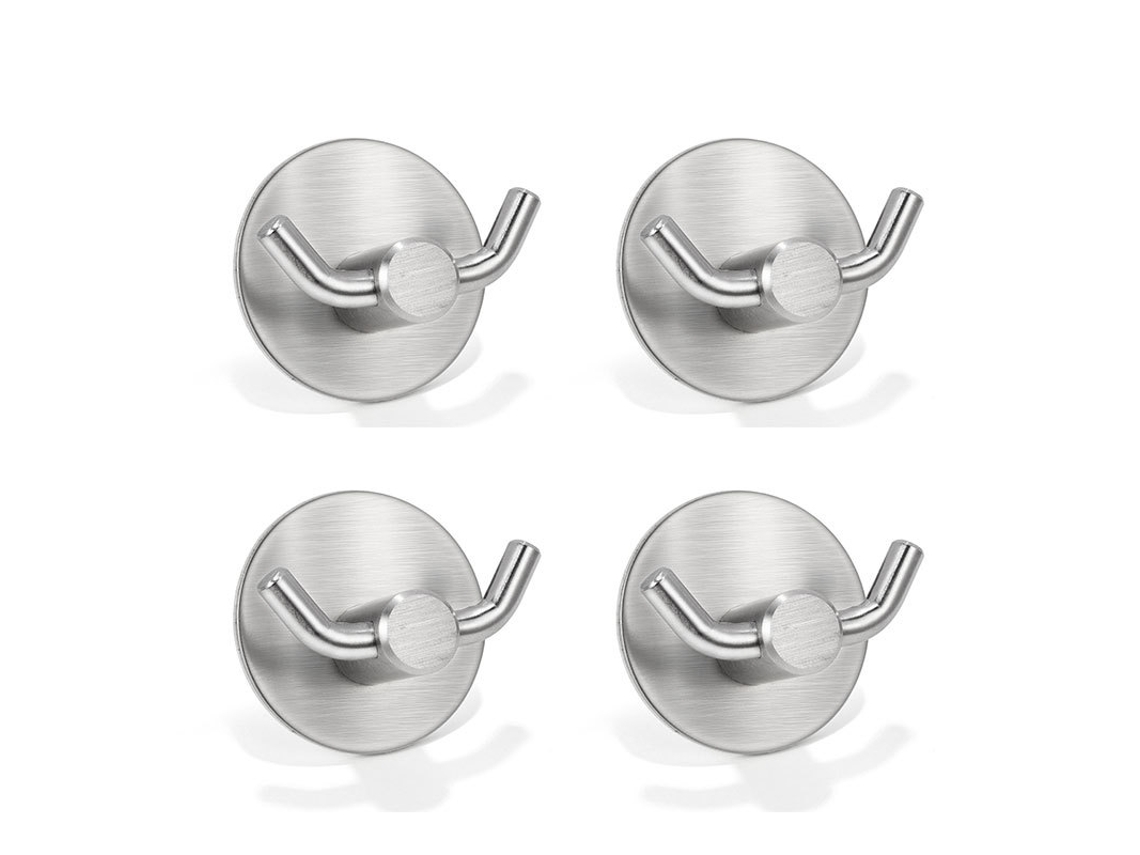 Conjunto com 4 ganchos autoadesivos para toalhas e roupas, em aço inoxidável BRILVIBERA
