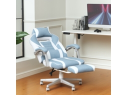 Cadeira Gaming Reclinável Com Apoio Para Os Pés Retrátil, Suporte Lombar E Almofada Para Cabeça 63x63x115,5-123 Cm Azul