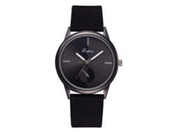 Relógio Feminino de Moda com Pulseira de Silicone Lvpai Mostrador Redondo Quartzo Preto