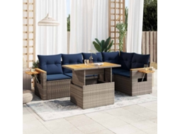 Conjunto de 6 Sofás Jardim com Almofadões Pe/acácia Cinzento MAISON EXCLUSIVE (6 pcs)