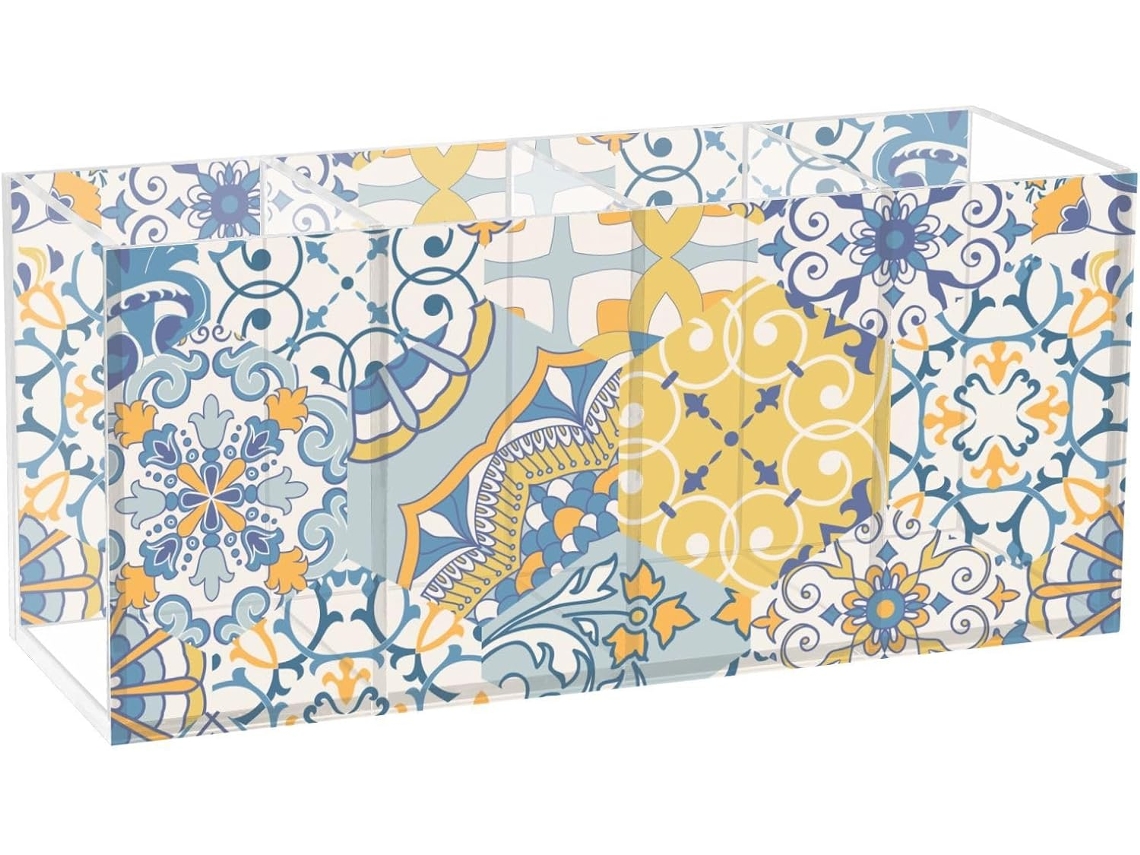 Porta lápis Colorido em Acrílico Frodotgv Gaudi para Crianças 4 Compartimentos Organizador de Material Escol