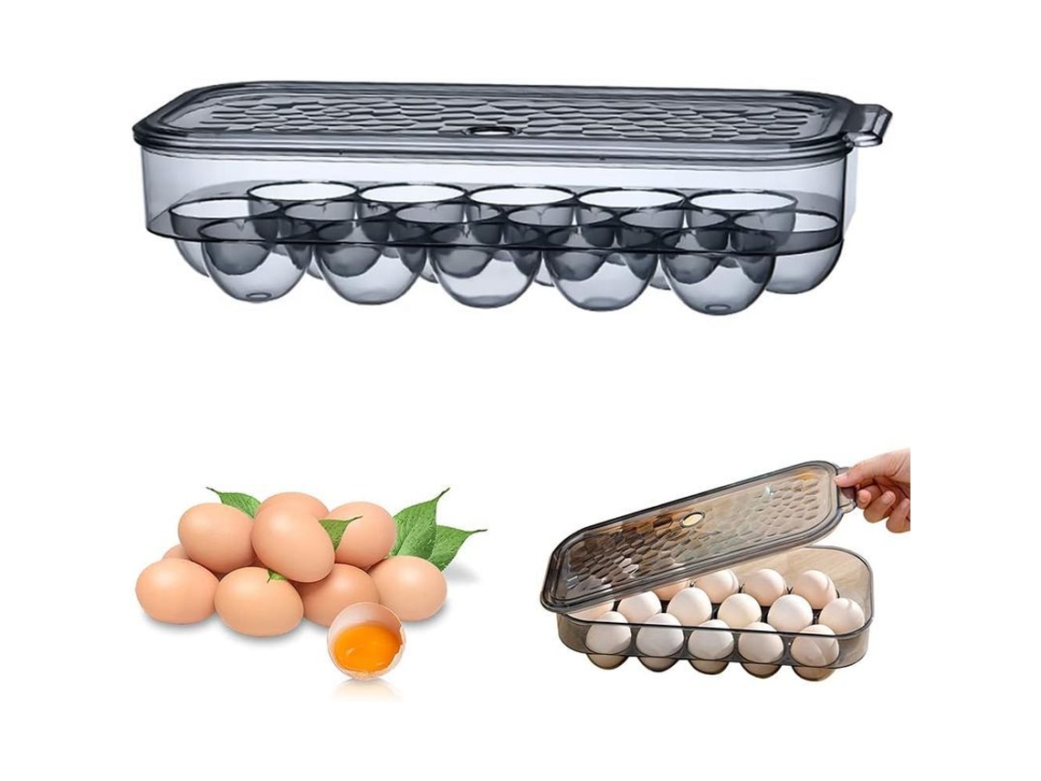 Recipiente empilhável para ovos, em plástico sem BPA, com tampa, para geladeira, capacidade para 16 ovos.