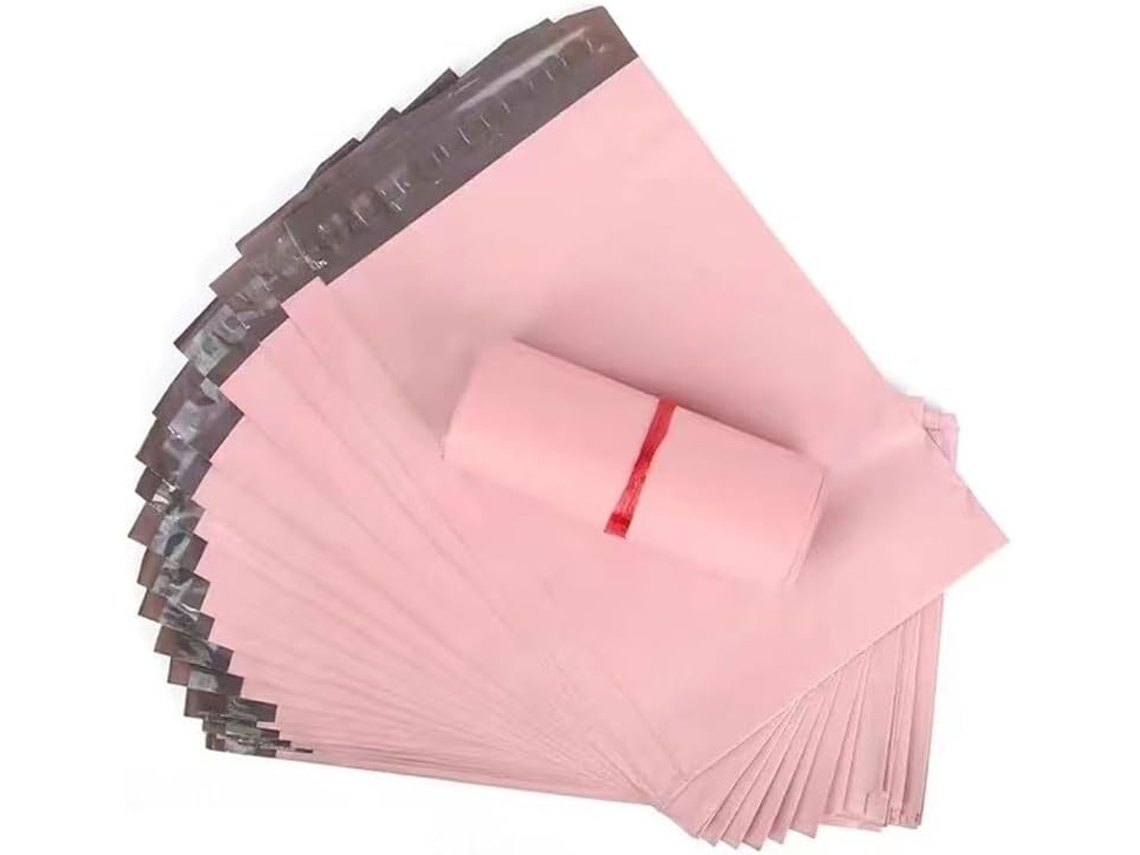 Lote De 50 Sacos Postais Em Polietileno Rosa, Envelopes Étanches, Transporte Autoadesivos, Correio Épais, 16
