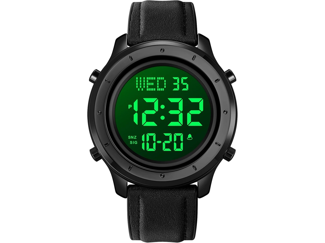 Lurelia Relógio Digital Desportivo, Visor Digital, Led, Cronómetro, Alarme, Data/calendário, 12/24h, Luminoso, Duplo Fuso/mostrador, 9,45 Polegadas