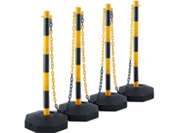 Conjunto De 4 Postes De Sinalização Com Corrente E Base Estável Tekmaquinas