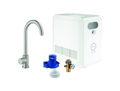 Conjunto De Bica Grohe Blue Professional C 31302, Torneira Monocomando Com Função De Filtro, Com Arrefecedor, Bluetooth E Wifi, Cor Supersteel