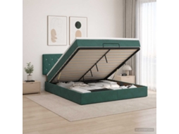 Vidaxl Cama Ottoman Com Colchão Verde-escuro 140 X 190 Cm Veludo