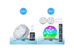 3pcs Luzes Led Submersíveis Rgb com Controle Remoto 15 Cores À Prova D'água para Piscina Vasos Aquário Festa | S/MARCA