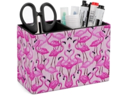 Decktt Porta Canetas Em Couro Sintético, Estampa De Flamingo, Rosa, Organizador De Material Escritório, Organizador De