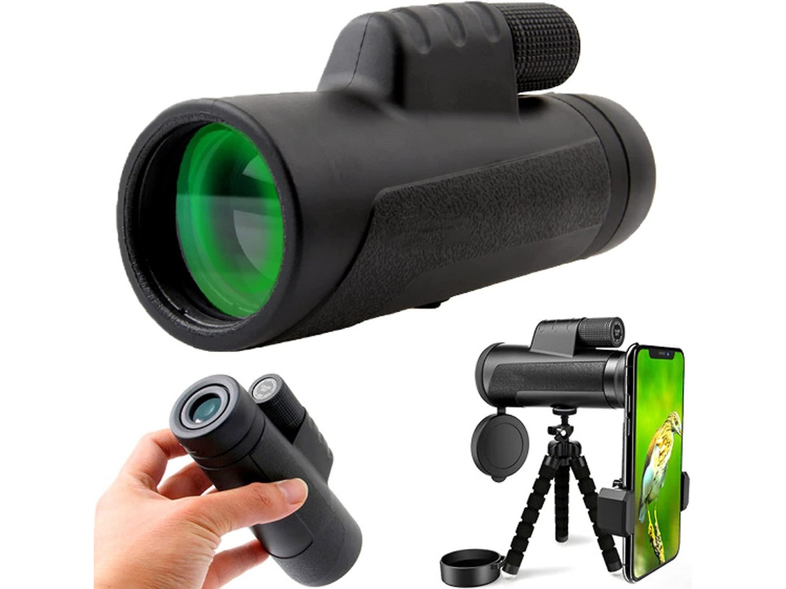 Telescópio Monocular 12x50 Hd Ein Bak4 Prisma Ip68 Suporte Smartphone Tripé Caminhadas Caça Camping Pássaros Futebol Shows Preto Bestvite