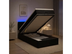 Vidaxl Cama Ottoman Com Colchão E Led Preto 90 X 190 Cm Veludo