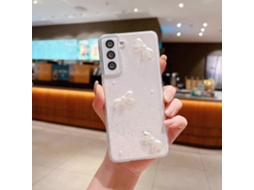 Capa De Celular Epóxi Tpu Com Glitter E Laço Perolado Para Samsung Galaxy A71