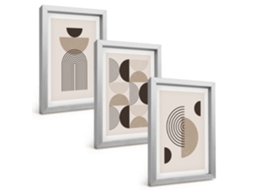 Composição De Quadros Na Paredepadrões Minimalistas Abstratos Moldura Prateada Quadros Para A Sala De Estar Espelharte (3 Peças 20x30 Cm)