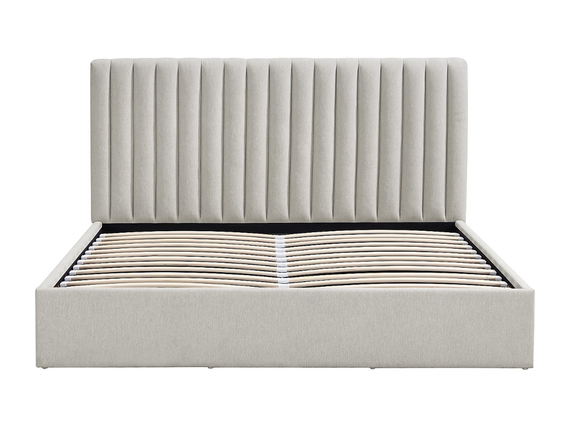 Cama Com Cofre Saraneli VENTE-UNIQUE.PT Cinzento Claro 180 X 200 Cm - Sem Colchão - Com Estrado
