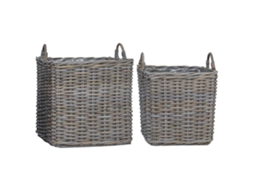 Conjunto 2 Acento De Sala De Estar Vidaxl Cinzento Vime (45 X 45 X 54 Cm)
