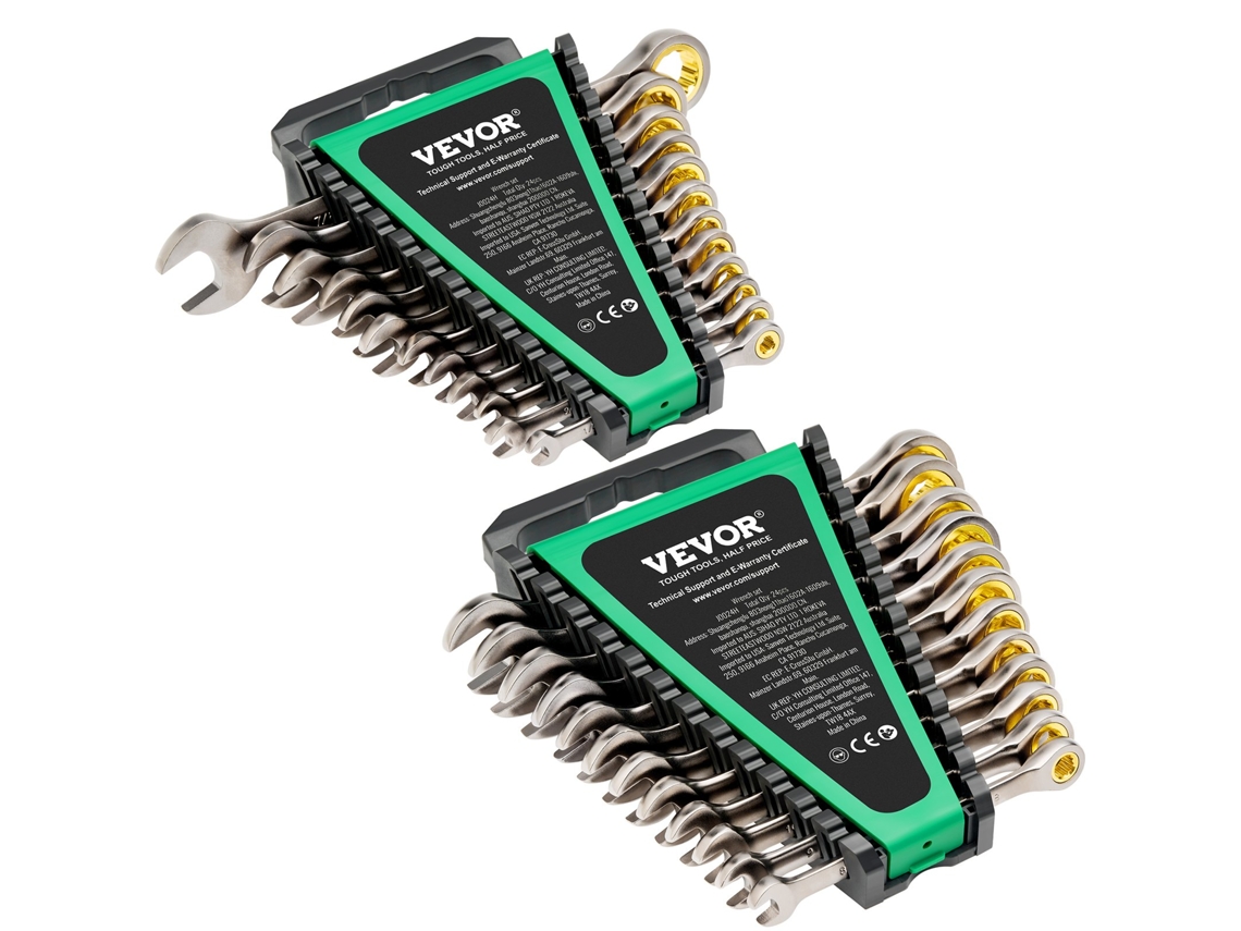 VEVOR 24 PCS 1/4 a 7/8 Conjunto de chave combinada SAE, métrica 8-19mm