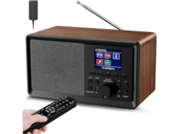 Rádio Dab com Controle Remoto Plus Bluetooth, Dab+/fm Estilo Retrô Madeira Digital de Cozinh a Rádio relógio GOKOCO