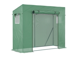 Estufa de jardim em PE e aço com 4 estacas 2 janelas laterais cobertura reforçada 200x77x148cm BTFORUS
