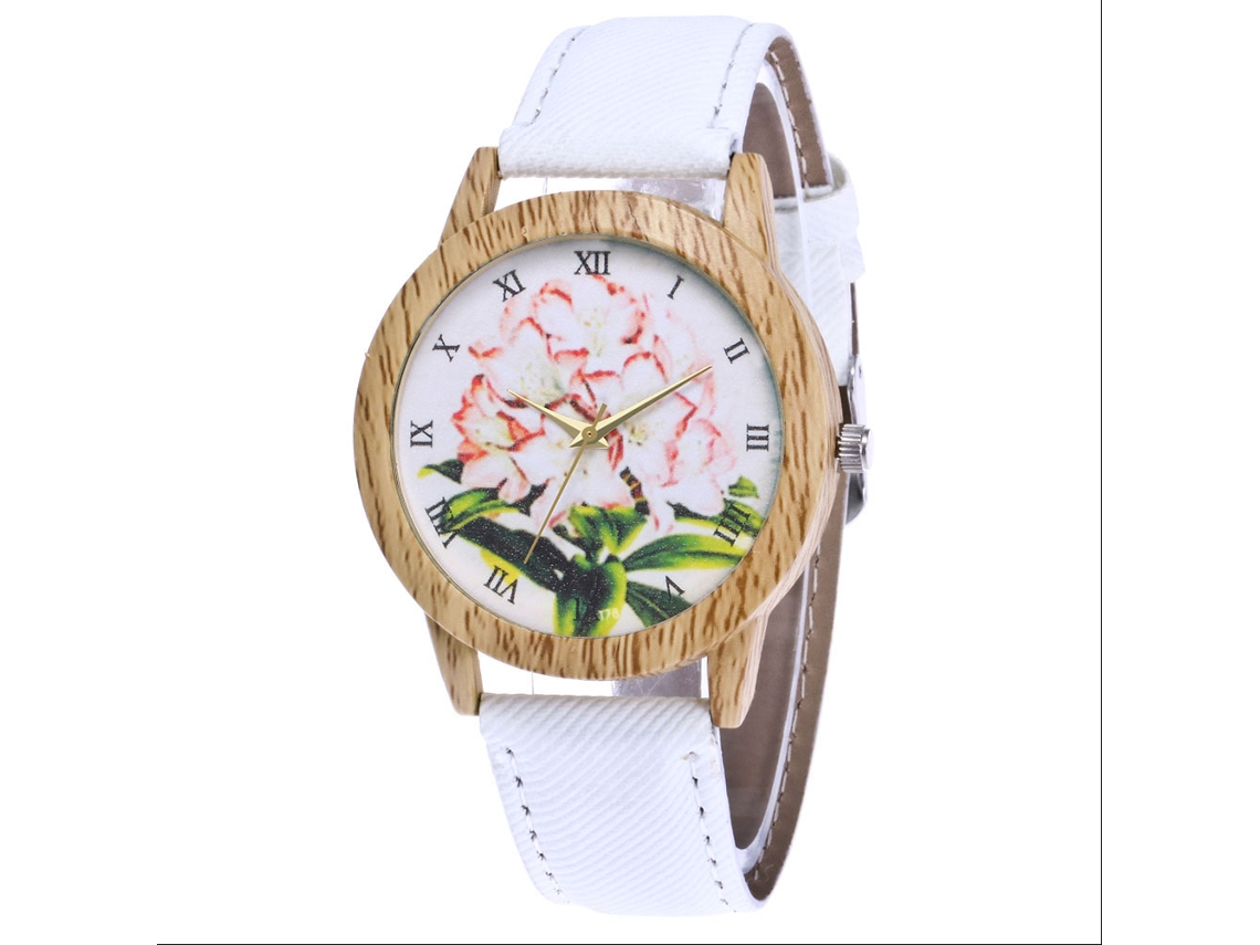 Relógio Feminino Casual com Pulseira de Vaquero e Movimento de Quartzo Branco