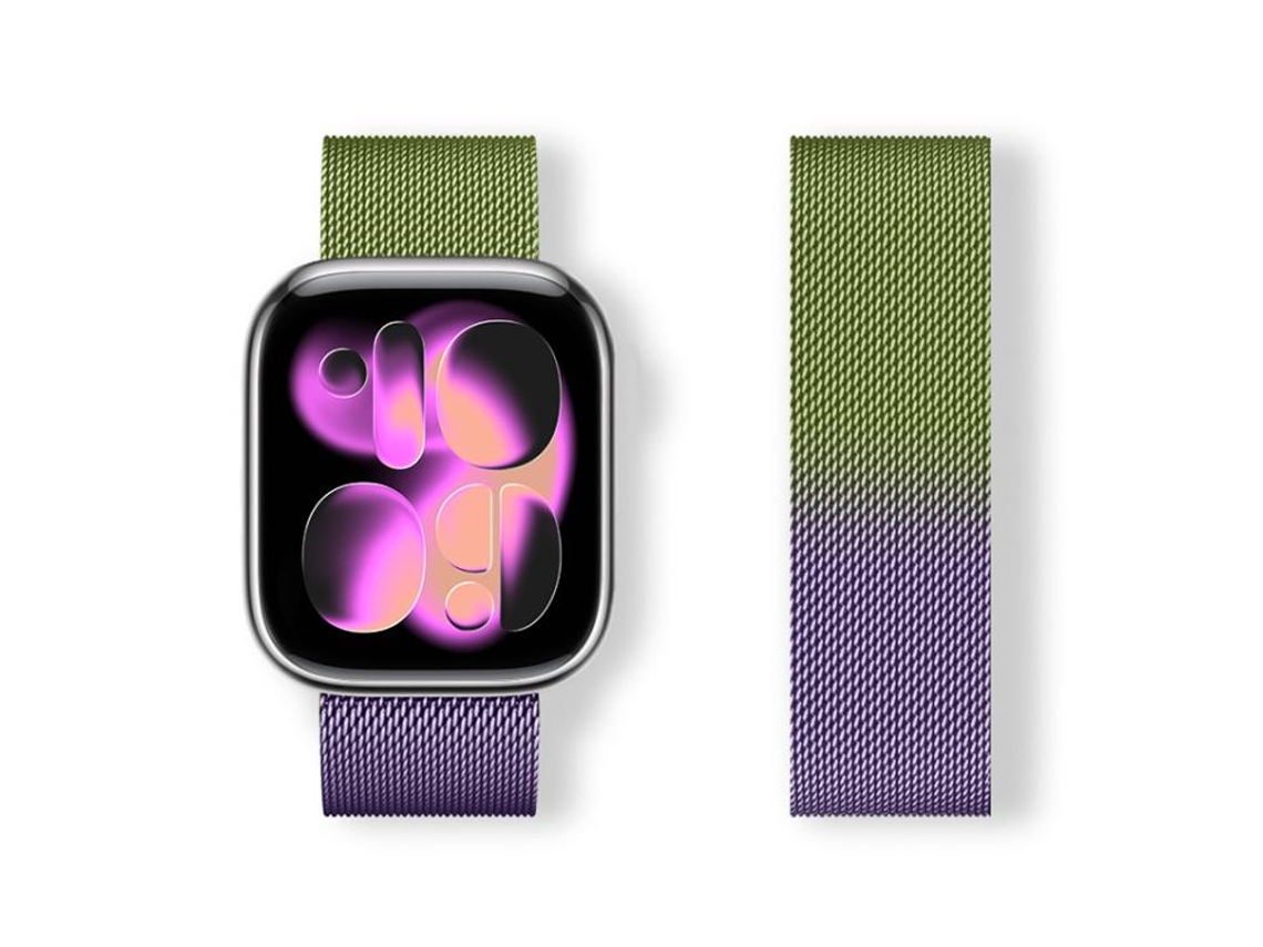 Bracelete para Apple Watch 42/41/40/38mm Silicone Preta com Furos para Fivela e Textura Escada Cor Cáqui Oficial XIAOMOYU