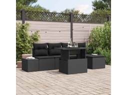 Vidaxl Conjunto De Sofá De Jardim 6 Unid. Preto Vime Pe