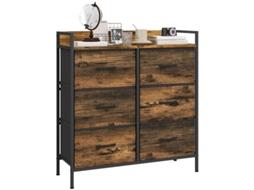 Cómoda Com 6 Gavetas, Estrutura Em Aço, 79 X 29 X 85 Cm, Acabamento Em Mogno. Ideal Para Quarto.
