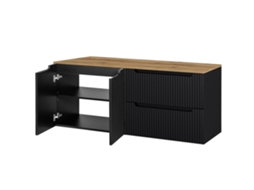 Móvel de casa de banho para lavatório Newport com 2 gavetas MDF 160x60x40 cm - Carvalho/Preto