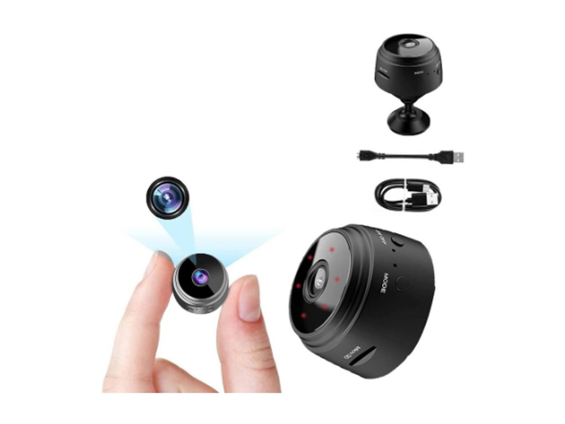 Minicâmera espiã sem fio Bestvite 4K Full HD com áudio e vídeo (preta)