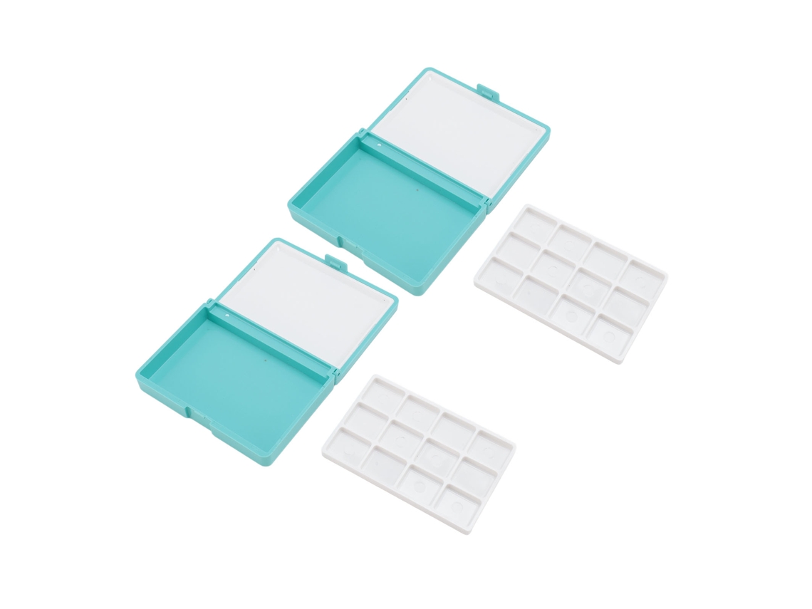 2 Peças Caixa De Acuarela Portátil Desmontável Fácil De Limpar Paleta Compacta Mini Para Principiantes Artistas Caixa Azul 12 Gradeadas