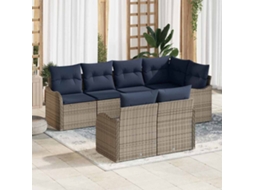 Vidaxl Conjunto De Sofá De Jardim Cinzeto Vime Pe
