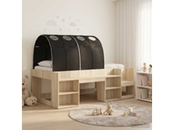 Vidaxl Cama Com Túnel Com Prateleira 3 Unid. Carvalho Sonoma E Preto