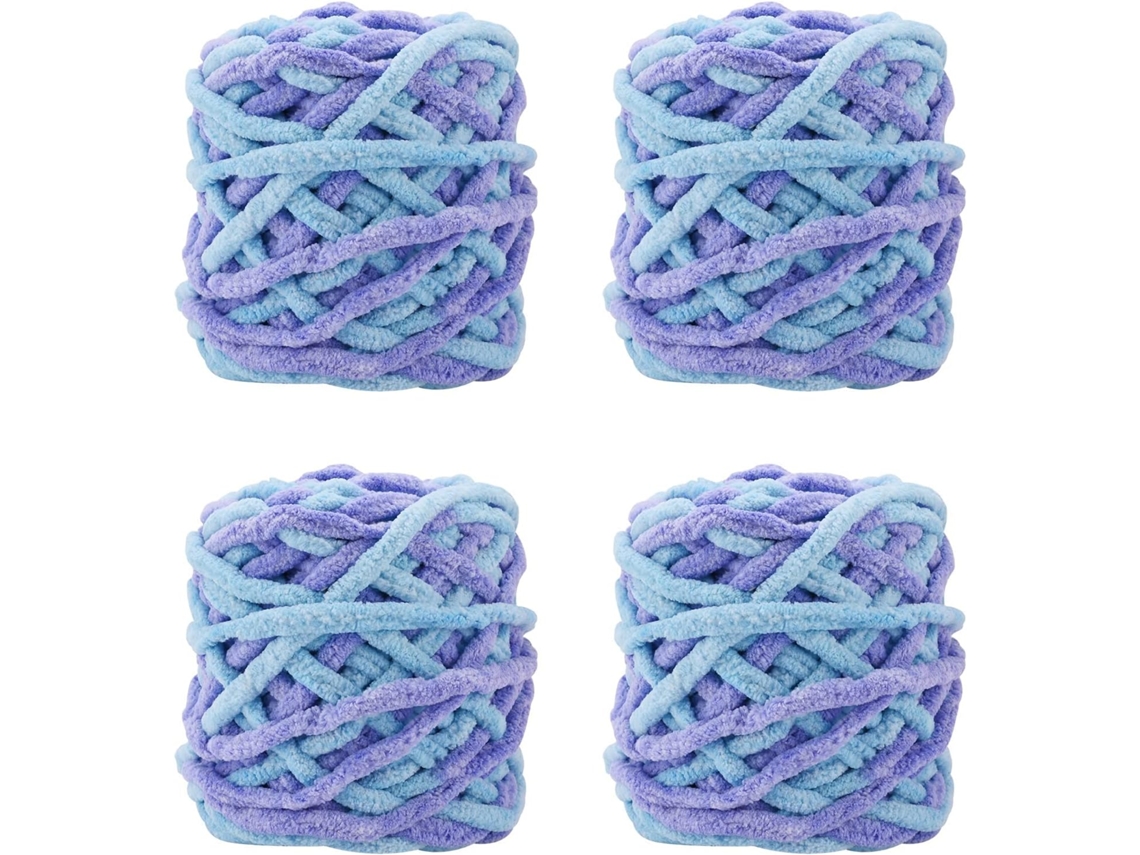 Pacote Com 4 Fios De Tricô Acrílicos De 100g Para Crochê E Tricô Slowmoose (azul Roxo)