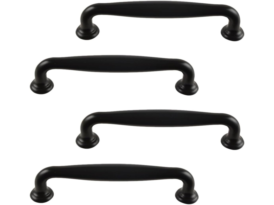 Puxadores Inoomp Para Portas De Armário, Pretos, Com Distância Entre Furos De 96mm, Em Liga De Alumínio, Conjunto De 4 Peças