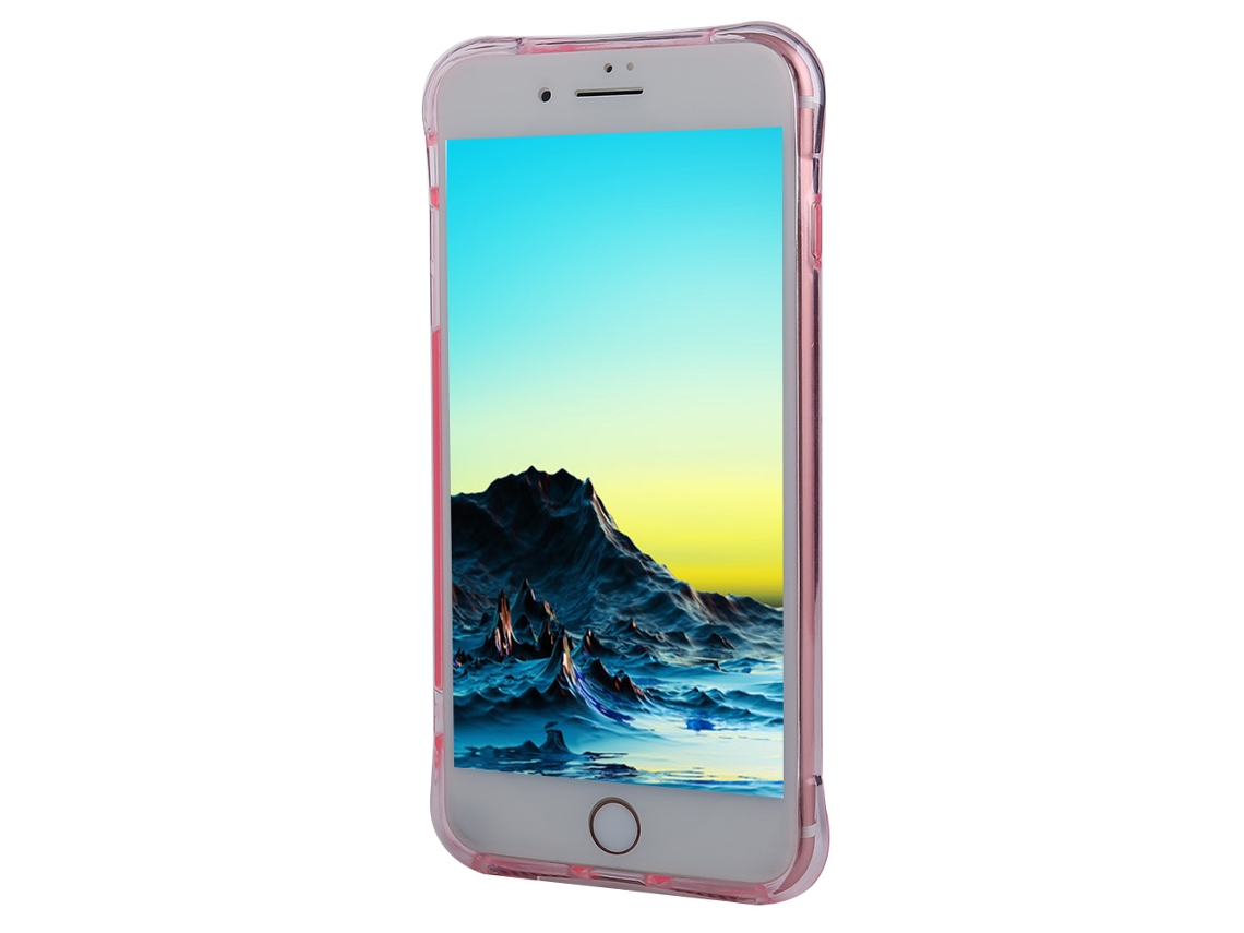 Capa rosa transparente para iPhone 7 Plus, proteção 360 graus