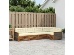 Vidaxl Conjunto De Sofás Para Exterior 5 Unid. Natural E Creme