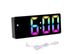 Despertador digital LED colorido Baok com tecido grande para quarto com acabamento transparente, estilo C 0725